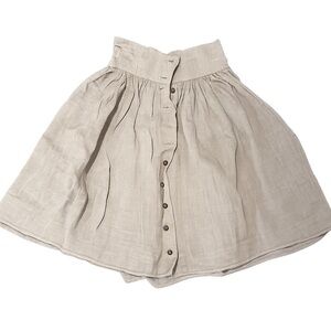 100% linen Beige Button-Up Skirt